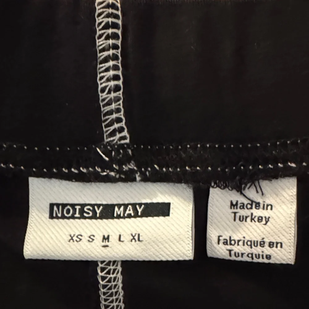 Noisy May Iconic High Waist HW white stitch Black ankle maxi bodycon skirt